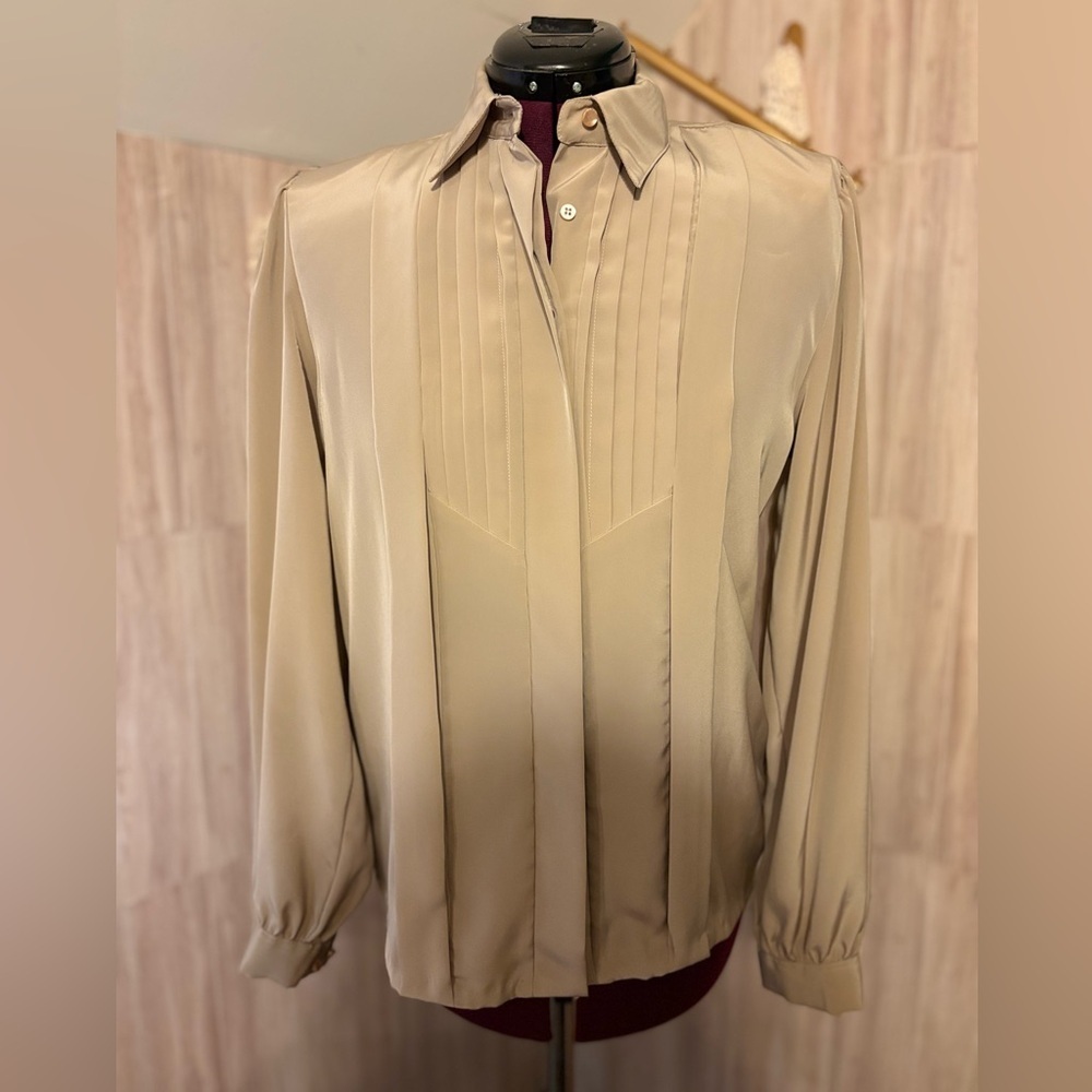 Gailord Vintage Chic Beige Brown Women's Blouse